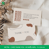  MCT - Card Thank you - Thiệp cảm ơn - C300 - In nhiều màu - 9x5.4 cm [50 cái/pack] 