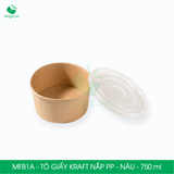  MFB1A - Tô giấy kraft nắp PP - Nâu - 750ml 