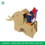 MFK03A - Đựng bút lắp ráp hình con voi bằng giấy carton 