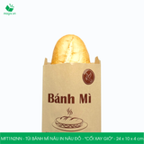  MFT1N2NN - Túi bánh mì nâu in nâu đỏ - "Cối xay gió" - 24x10x4 cm 