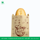  MFT1N3NN - Túi bánh mì nâu in nâu đỏ - "Đầu bếp" - 24x10x4 cm 