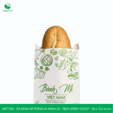  MFT1T4X - Túi bánh mì trắng in xanh lá - "Best street food" - 24x10x4 cm 