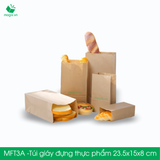  MFT3A - Túi giấy đựng thực phẩm màu nâu - 23.5 x 15 x 8 cm 