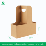 MKQ1N - Khay giấy hai ngăn có quai xách - Nâu - 17.5x8x9 cm 