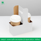  MKQ1T - Khay giấy hai ngăn có quai xách - Trắng - 17.5x8x9 cm 