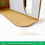  MKQ1T - Khay giấy hai ngăn có quai xách - Trắng - 17.5x8x9 cm 