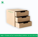  MS02 - Tủ đựng hồ sơ 3 ngăn bằng carton - 33x26x25.5 cm 