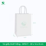  MTG1T  - 22x16x8cm - Túi giấy Kraft màu trắng 