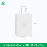  MTG2T - 26x18x9cm - Túi giấy Kraft màu trắng 