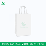  MTG3T  - 30x20x10cm - Túi giấy Kraft màu trắng 