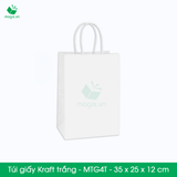  MTG4T - 35x25x12cm - Túi giấy Kraft màu trắng 