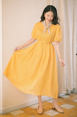 Đầm linen Du Dương - Vàng