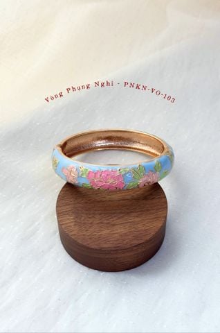 Vòng tay VO-103 Phụng Nghi xanh biển hoa hồng - 15mm