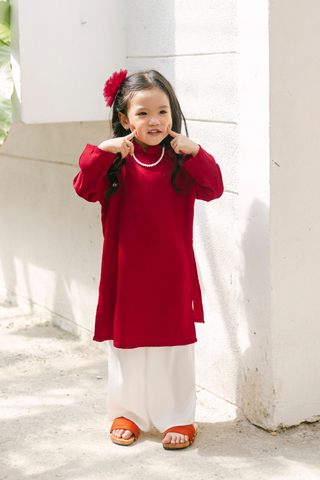 Áo dài Dáng xưa Yên Phụng BÉ - Đỏ