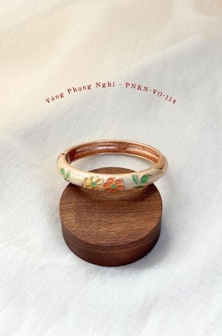 Vòng tay VO-114 Phụng Nghi vàng kem hoa đôi cam vàng - 10mm