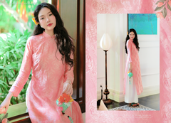 Áo dài lụa tơ tằm Dáng suôn Phúc Thọ - Cam đào