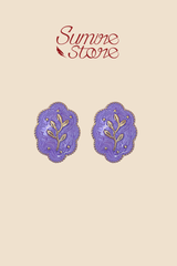 Hoa tai D1907 Bầu dục viền lượn sóng tím