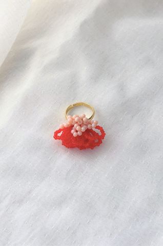 Nhẫn NH-002 pháo hoa đỏ phối cam nhạt