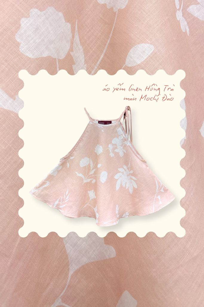 Áo yếm linen Hồng trà - Mochi đào