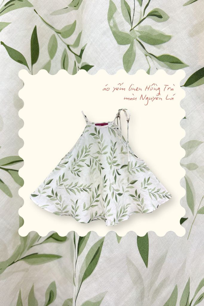 Áo yếm linen Hồng trà - Nguyên lá