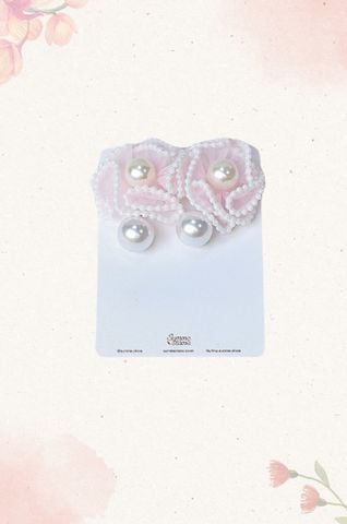 Hoa tai NK-144 hoa tơ rũ hạt ngọc trai hồng