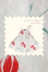 Áo yếm linen Hồng trà - Hoa gạo