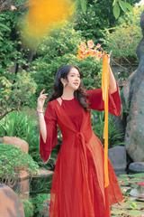 Áo khoác tứ thân Xuân Huyên - Đỏ