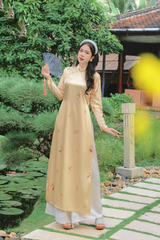 Áo dài tay chẽn Ỷ Xuân Phong - Vàng kem