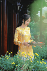 Áo bà ba lụa tơ tằm Phượng Liên - Vàng nắng
