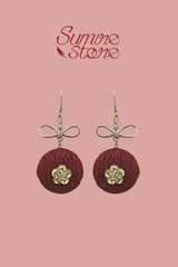 Hoa tai D1918 Hoa hồng vàng nhung đỏ