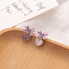 Hoa tai D1603 Nơ hồng tím trái tim
