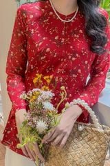 Áo bà ba Cách tân Út Ráng - Hoa đỏ