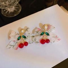 Hoa tai D1803 Cherry nơ hoa