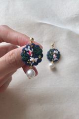 Hoa tai DN152 Đất nung đầm sen cá koi hạt ngọc