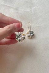 Hoa tai DN156 Đất nung cò trắng ánh trăng khoen tròn