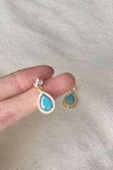 Hoa tai D2019 Hoa tai đá bầu dục xanh biển