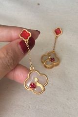 Hoa tai D2027 Hoa tai vintage nụ hoa đỏ