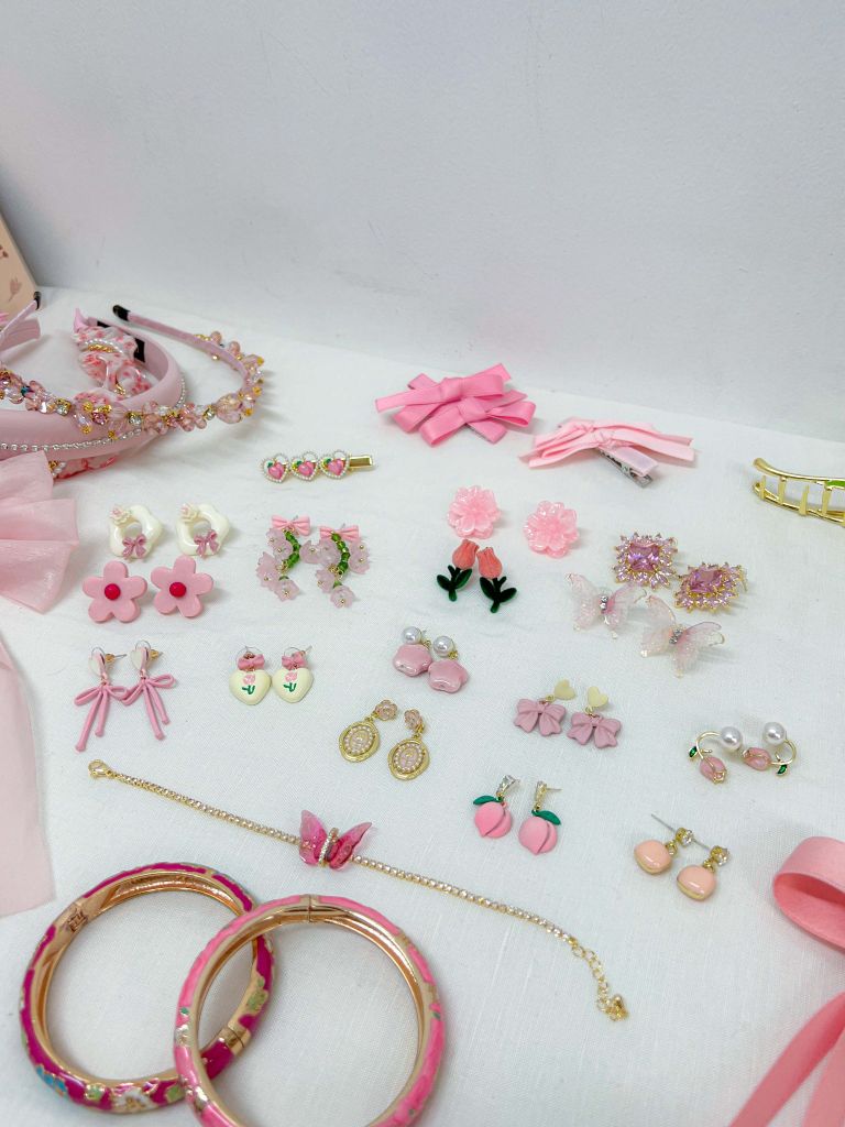 Kẹp tóc KE-031 nhỏ nơ đôi hồng