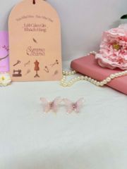 Hoa tai NK-024 cánh bướm nhũ hồng