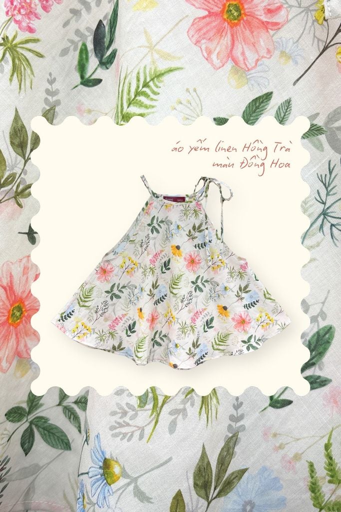 Áo yếm linen Hồng trà - Đồng hoa
