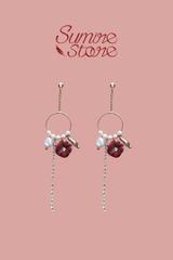 Hoa tai D1702 Vòng ngọc phối hoa đỏ