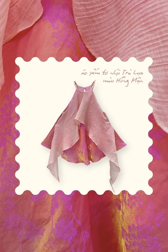 Áo yếm tơ nhũ Trà lụa - Hồng mận
