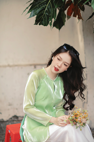 Áo bà ba Cách tân Út Xinh - Xanh cốm