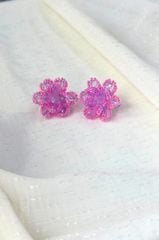 Hoa tai NK-166 hoa hạt ngọc bầu dục tím Huế phối viền ngọc trai