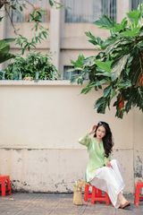 Áo bà ba Cách tân Út Xinh - Xanh cốm