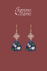 Hoa tai DN153 Đất nung đầm sen cá koi hoa văn hình thoi