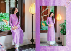 Áo dài lụa tơ tằm Truyền thống Phúc Thọ - Tím Huế