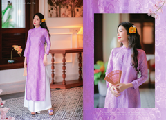 Áo dài lụa tơ tằm Dáng suôn Phúc Thọ - Tím Huế