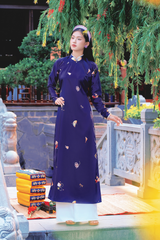 Áo dài tay chẽn Ỷ Xuân Phong - Xanh ánh tím