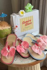 Dép chiếu cói DC-003 Đá bào - Cherry